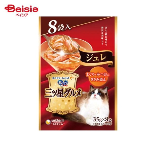 キャットフード ユニ・チャーム 銀のスプーン 三ツ星グルメ パウチ ジュレ まぐろ・かつおにささみ添え 35g8コ×20 ウェットフード ゼリー ペット 12,330円