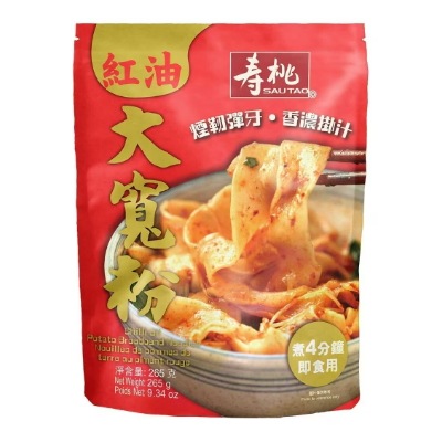 [壽桃牌]　紅油大寛粉　１食パック インスタント袋麺 265G×3パック （香港版）