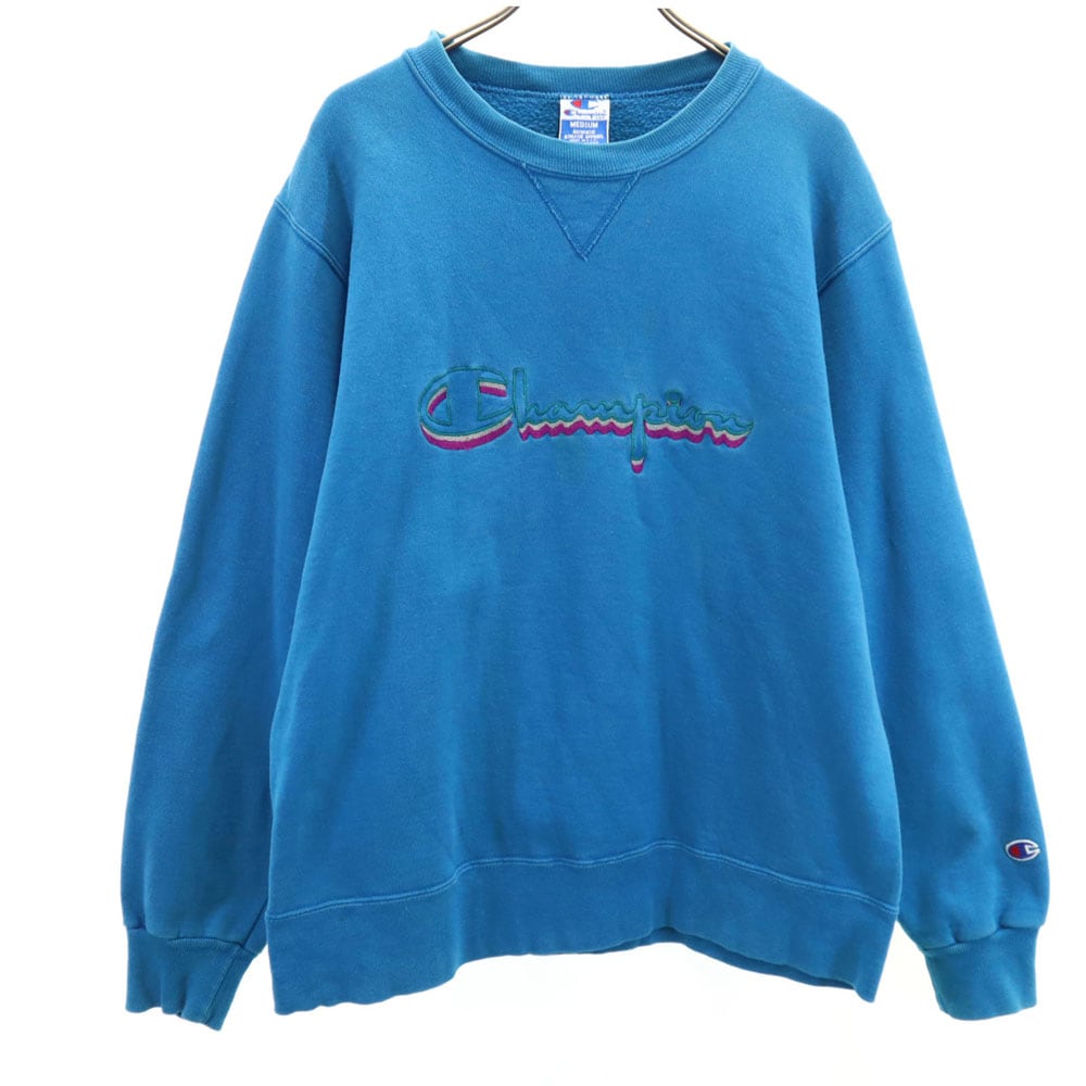 90s USA製 青タグ オールド 長袖 スウェット トレーナー M ライトブルー 裏起毛 メンズ