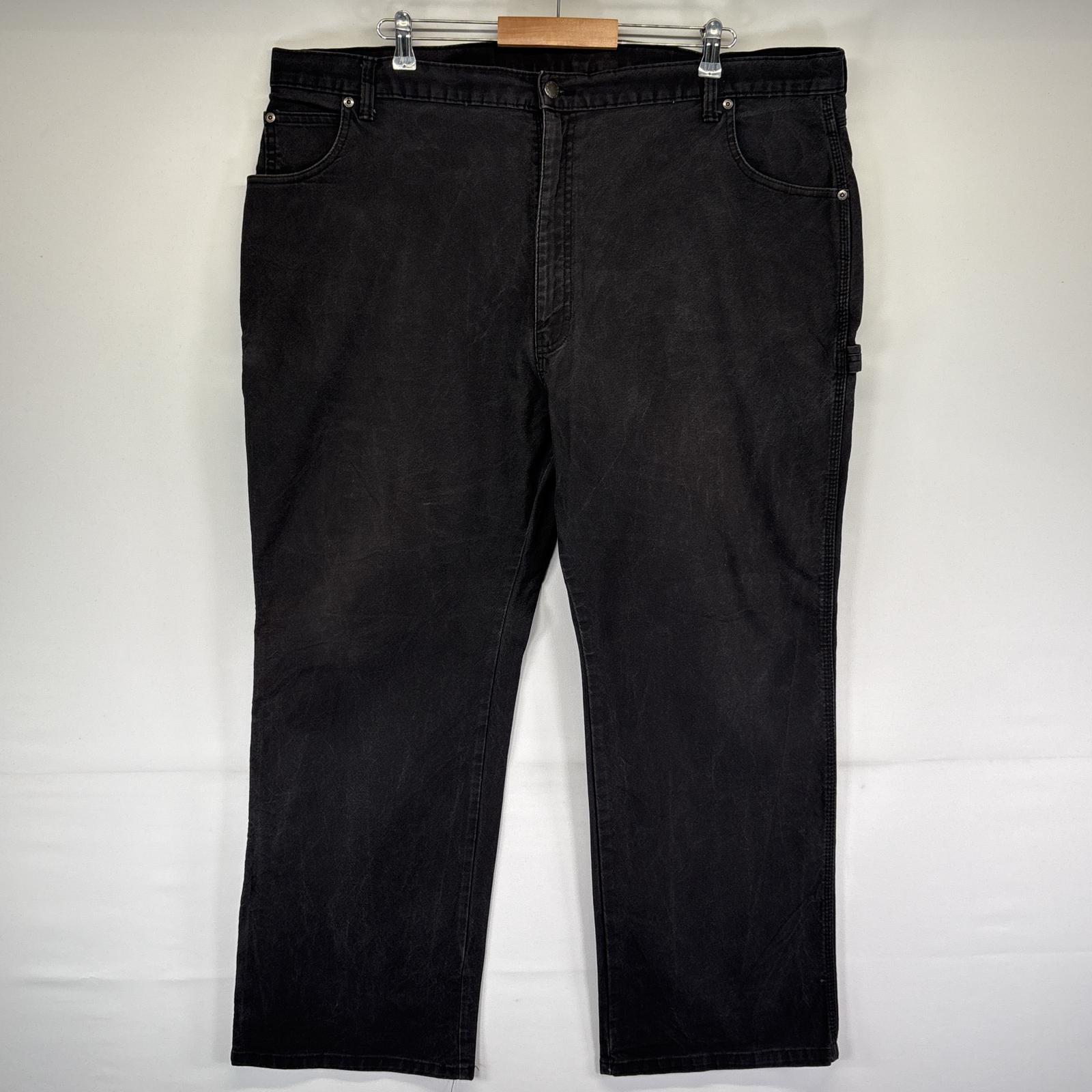 古着 ワークパンツ ダック ペインターパンツ 大きいサイズ ワンポイントロゴ w44 L30 ブラック系 メンズ