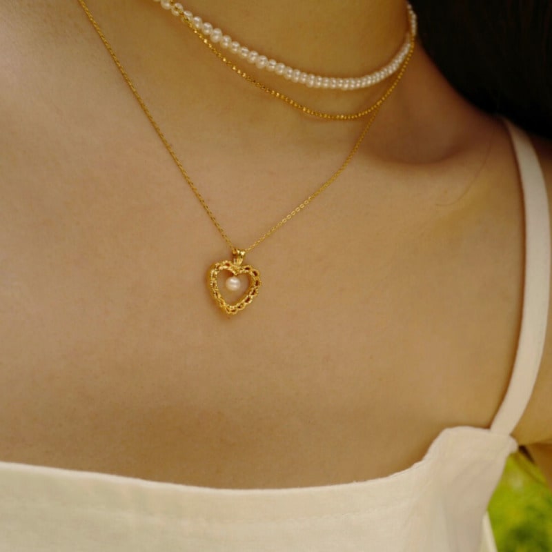 FI,ORE / mini pearl heart necklace 2color 12,000円
