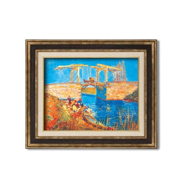 ( 額装品 ) 世界の名画 ダークブラウンアンティーク額 F6 ゴッホ「アルルのはね橋」 フレーム 額縁 額