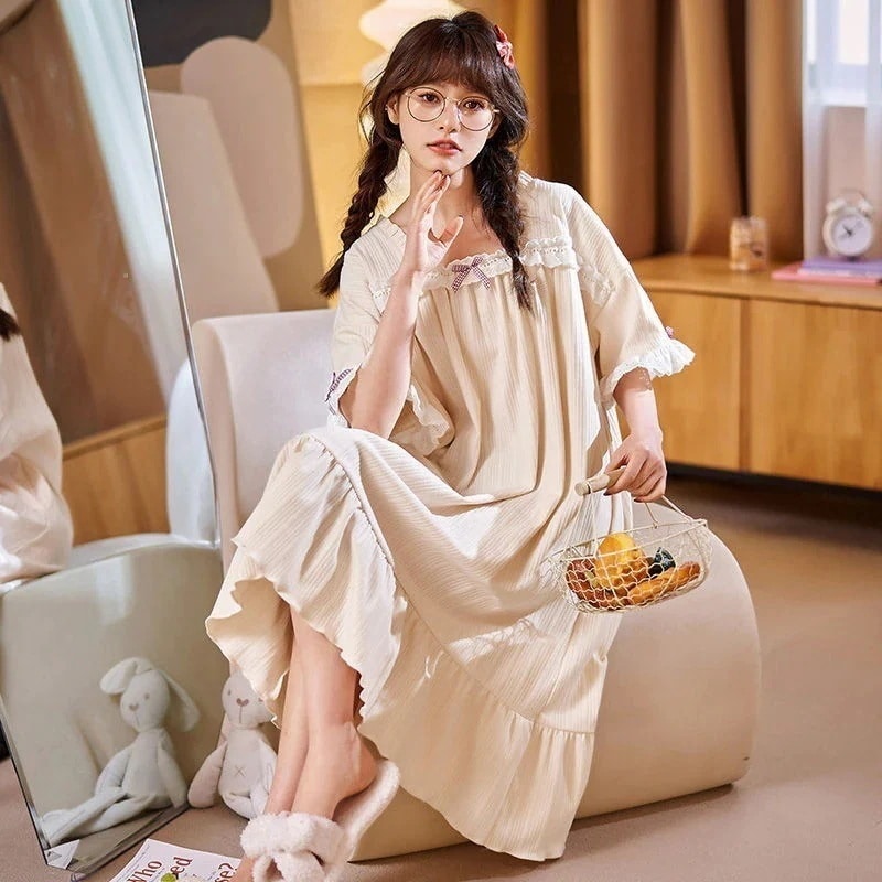 2025 新作ファッション半袖夏薄手姫系パジャマスカート 4,942円