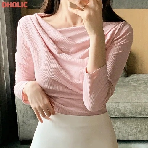 [メガ割りSALE]2WAYドレープリブTシャツ