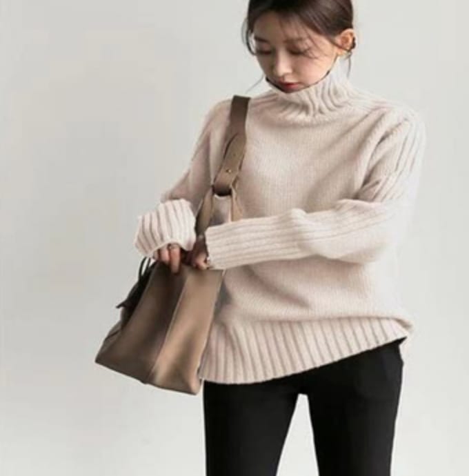 トップス デート カットソー ニットソー セーター 袖あり 長袖 タートルネック ホワイト ベージュ カーキ ブラウン ネイビー ブラック 上品 おしゃれ 主役級 存在感 冬 10代 20代 個性的