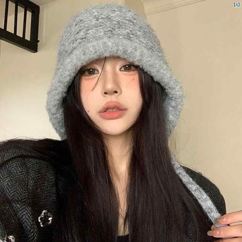 レディースファッション　ファッション小物　オシャレ バラクラバ 秋冬 グレー ニット ウール 帽子 韓国 暖かい 耳保護 小柄