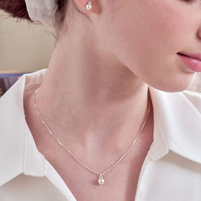 [silver925] flowing pearl necklace おしゃれ アイドル愛用ブランド 韓国人気 韓国ファッション
