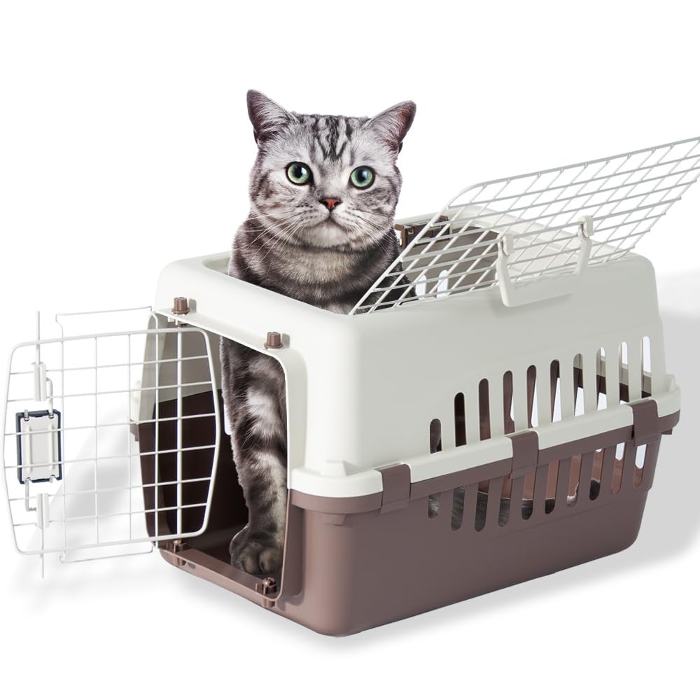 プチリュバン ペットキャリー ダブルドア DX50 ブラウン 猫用 小型犬用 中型犬用 小動物用 5kgまで Mサイズ 奥行き50 x 幅35 x 高さ32cm 猫 犬
