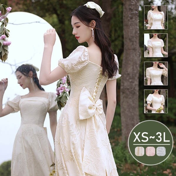 ブライズメイド ドレス ミモレ丈 ロングドレス ピアノ発表会 パーティードレス パーティー ドレス 結婚式 母親 ドレス 袖付き ロング丈 長袖 小さいサイズ XS 大きいサイズ 3L 体型カバー