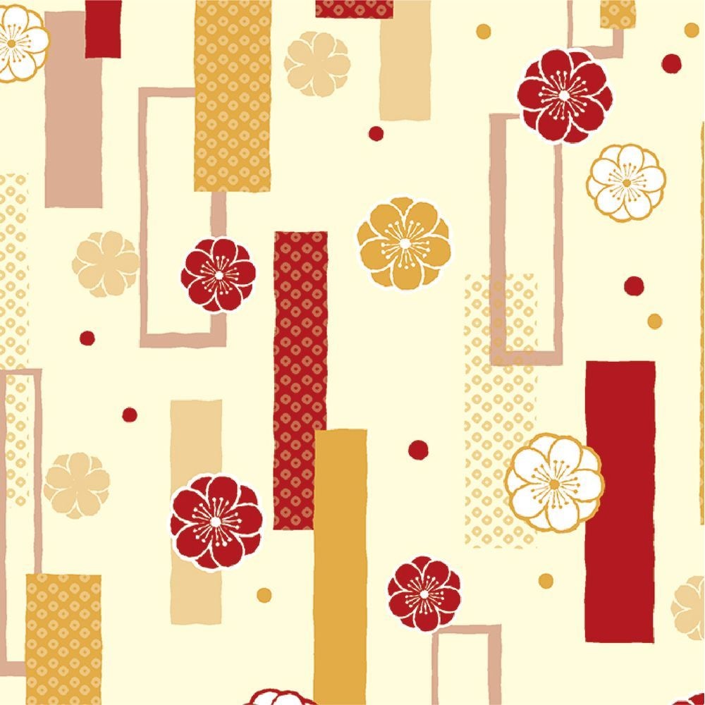 （まとめ買い）ササガワ 包装紙 和風柄 梅小町 半才判 50枚入 49-1721 [x3]
