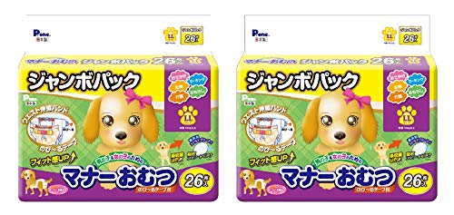 P.one 通販用 男の子&女の子のためのマナーおむつ のび~るテープ付き ペット用 LLサイズ 26枚入×2個 (ケース販売)