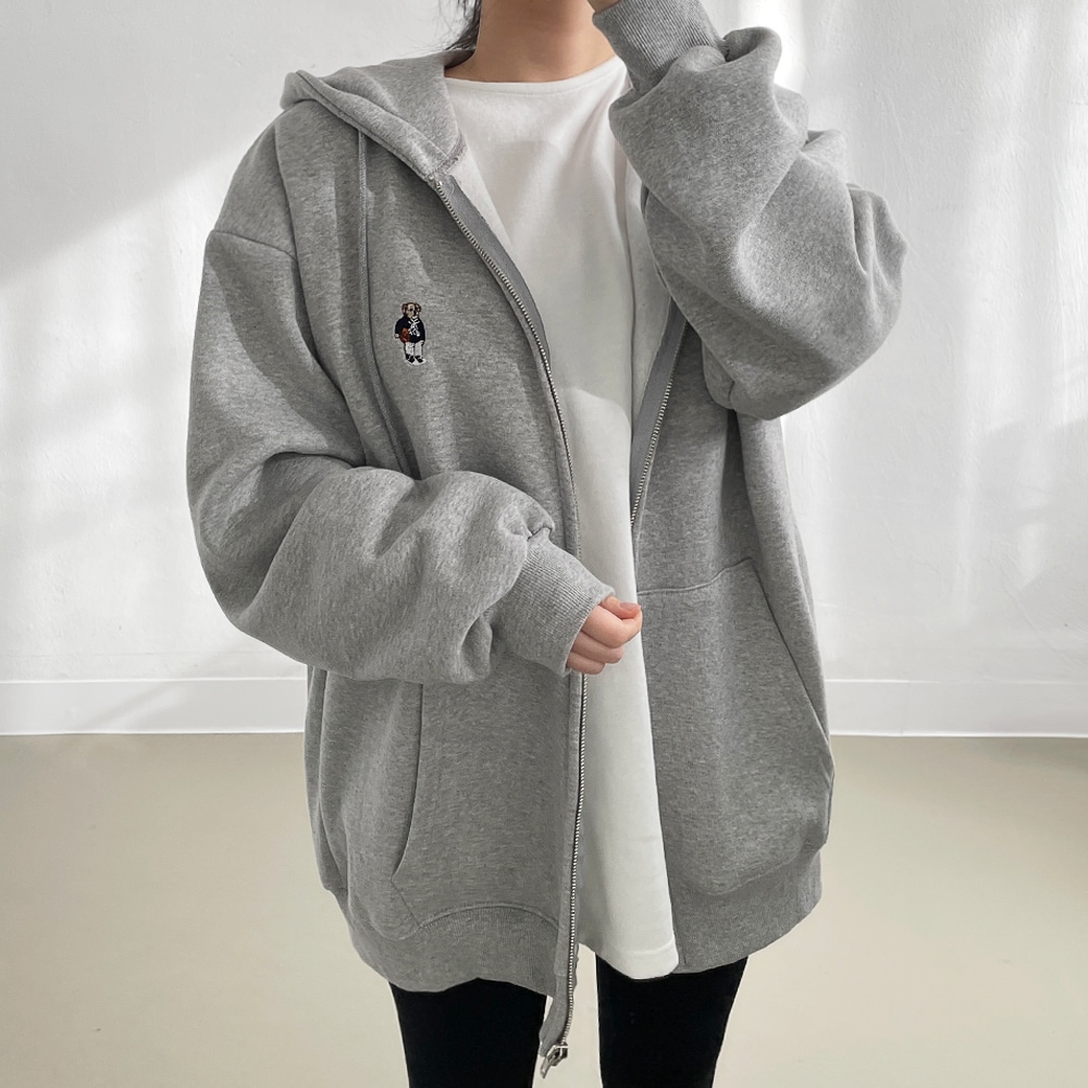 [韓国ベストグッズ]クマのフードオーバーフィット起毛フード集業フードティー