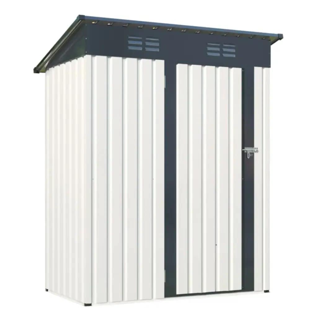 [国内発送]1678【ブラック+ホワイト 三角棚あり 補強フレーム付き】物置 屋外 大型 倉庫 大型物置 戸外収納庫 物置 防水/耐侯/鍵付き 収納可能 ガーデン/庭/田畑/農場 頑丈 大容量 スチー