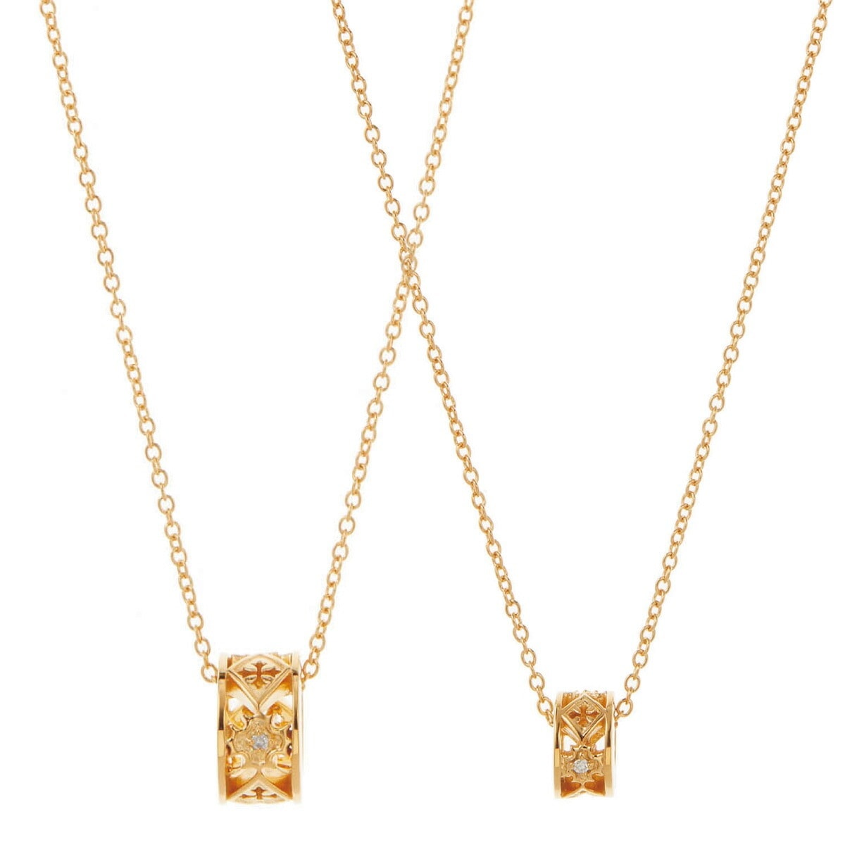 ペアネックレス シルバー925製 ダイヤモンド K23コーティング リング クロス 十字架