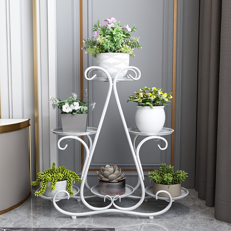 フラワースタンド 北欧風 4段 5段 6段 ガーデニング 棚 室内 屋外 ガーデンラック 鉄製 花台 観葉植物 多肉植物 ホワイト ブラック