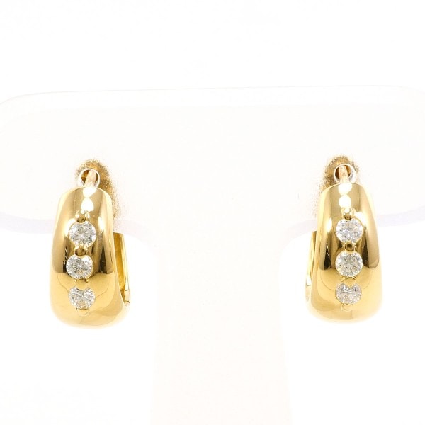 K18 18金 YG ピアス ダイヤ 0.16×2 カード鑑別書 中古