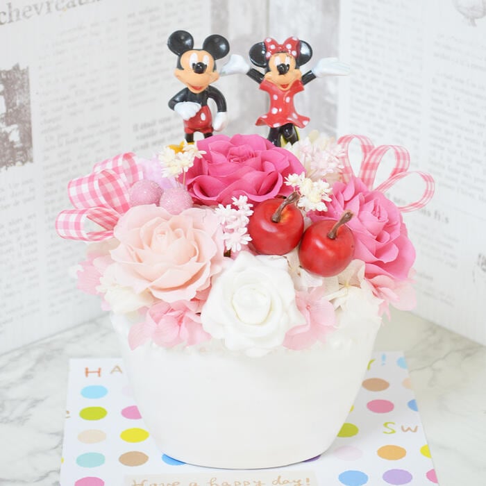 プリザーブドフラワー ミッキー&ミニー アレンジメント 贈り物 プレゼント