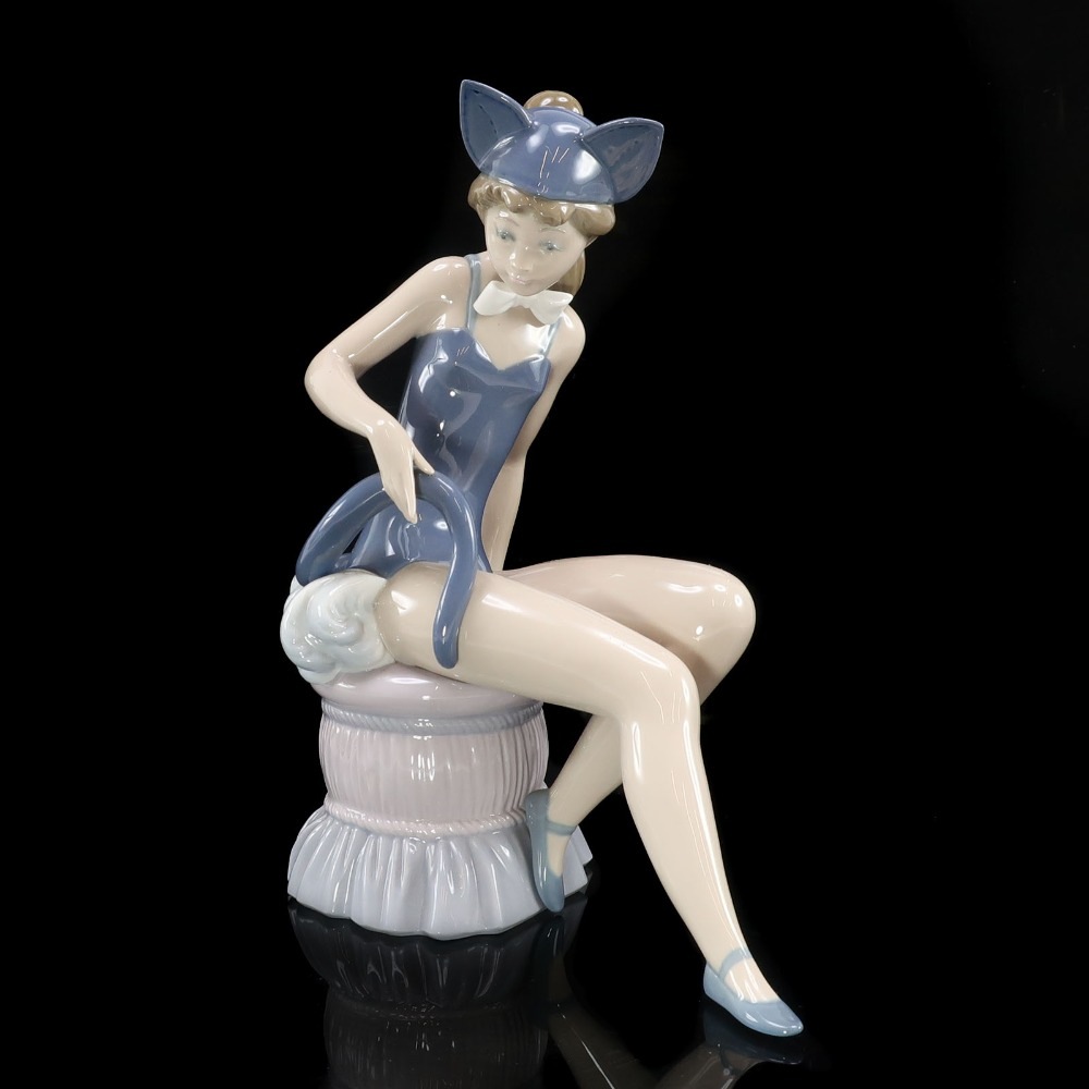 Lladro リヤドロ キャットガール 希少作 置物 オブジェ ポーセリン _ 中古品 A-ランク