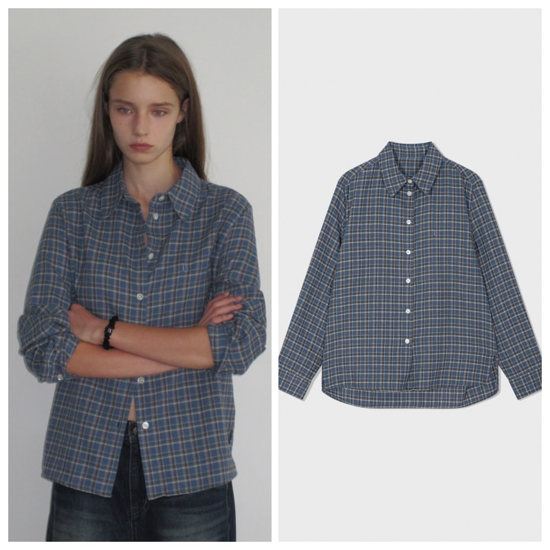 【LOW CLASSIC】 REGULAR FIT SHIRT : BLUE BIRD CHECK 13,064円