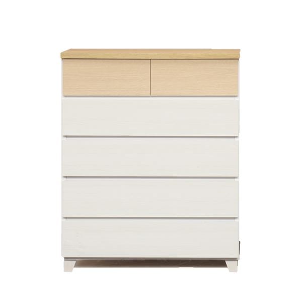日本製 ハイチェスト 5段 引き出しスライドレール 80cm幅 ナチュラル 完成品 チェスト タンス 衣類収納 引出し収納