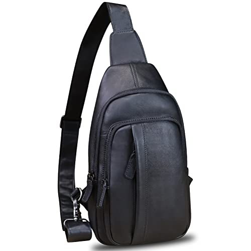 Genuine Leather Sling Bag Crossbody Casual Hiking Daypack Vintage Handmade Chest Shoulder Backpack M