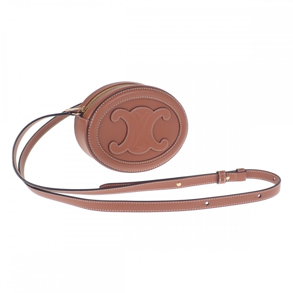 クロスボディオーバルパース 10I703DPQ.04LU ショルダーバッグ カーフ タン ゴールド金具 レディース【ABランク】