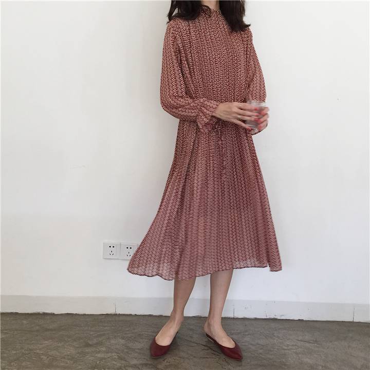 2color レディース ワンピース ロングワンピース 長袖 長そで ロング丈 ロング ミモレ ミモ