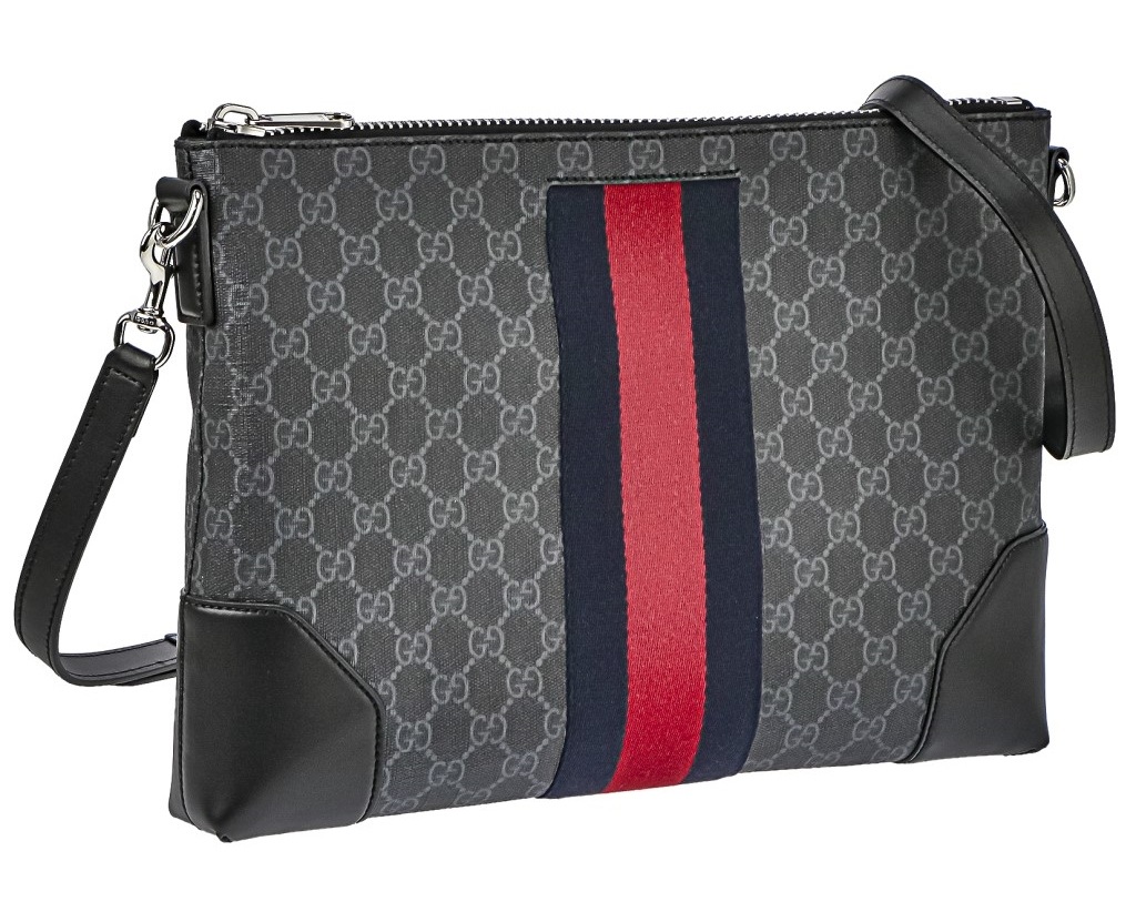 GUCCI 474139-K5ICN-1095 グッチ2WAYバッグ ショルダー/クラッチ バッグ GGスプリームキャンバス/レザー ブラック/グレー/ウェブ/取寄品