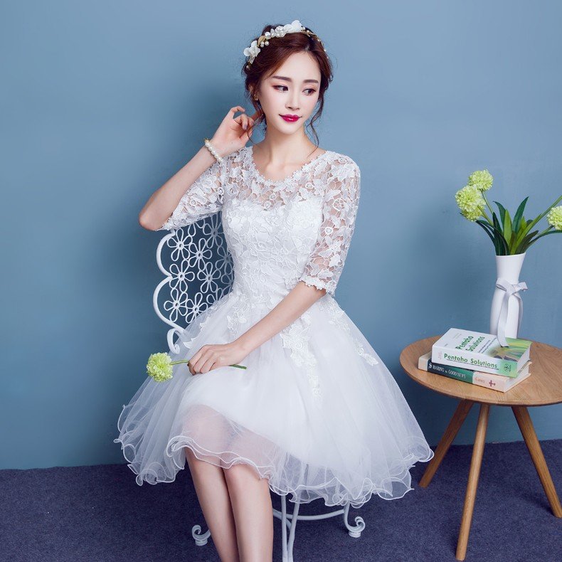 ミニドレス 安い ウエディングミニドレス 長袖 演奏会 パーティードレス 発表会 ミニ 二次会 ウエ 7,821円