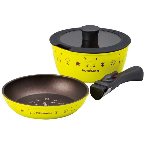 ANFP2 4点セット ポケモン 取っ手が外れる 鍋 フライパン 20cm ガラス蓋