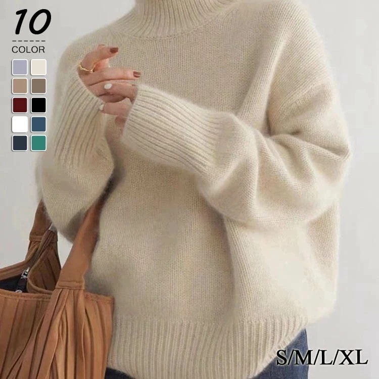 【2025新作】ニット レディース 冬 冬服 トップス ニットウェア セーター ハイネック オフィス 長袖 あったかい ゆったり チュニック丈 ニットプルオーバー 可愛い かわいい おしゃれ