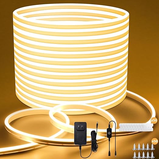 LEDテープライト20M 防水 高輝度 テープライト LED 調光可能 折り曲げ自在 切断可能 長持ち 24V 電球色 ネオンライト LEDチューブライト 間接照明 室内/屋外/駐車場/店舗/DIY/