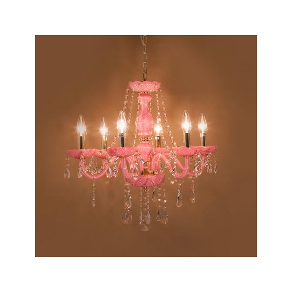 シャンデリア ピンク 姫系 ガーリー フェミニン 女の子 led対応 照明 おしゃれ ヨーロピアン 北欧 クラシック 上品 高級感 豪華 電気