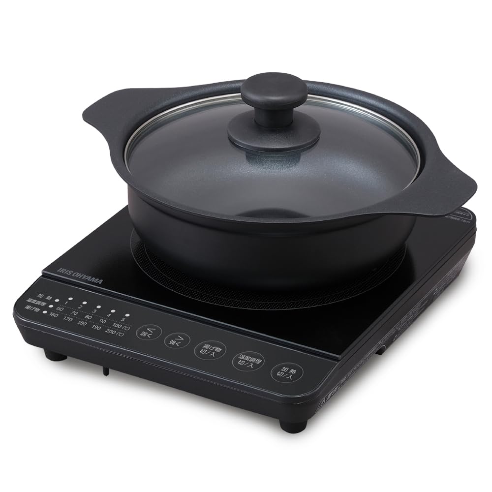 即日発送 アイリスオーヤマ IHコンロ1000W鍋セット IHKP-T39220-B ブラック