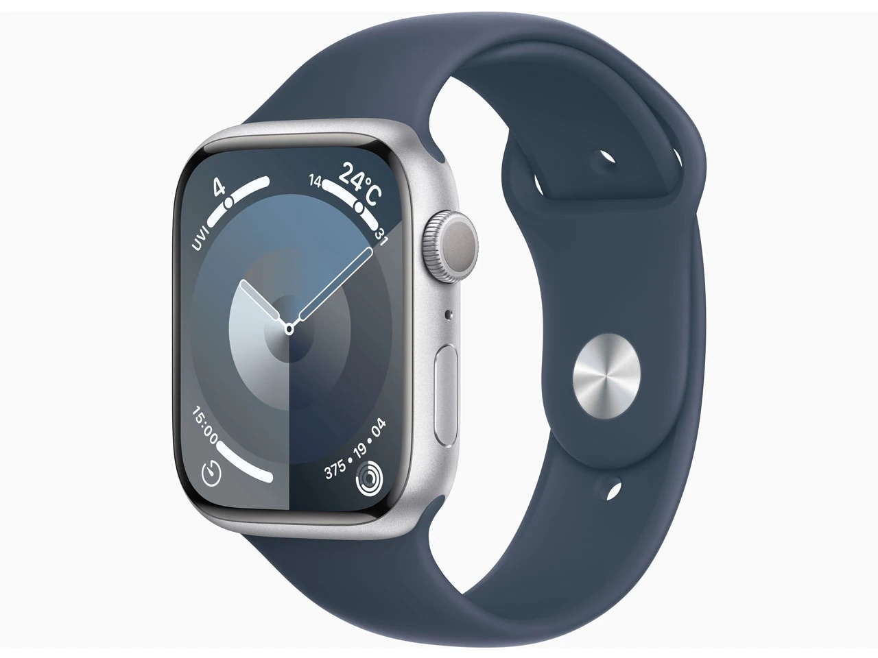 Apple Watch Series 9 GPSモデル 45mm MR9D3J/A [シルバー/ストームブルースポーツバンド S/M] 39,975円