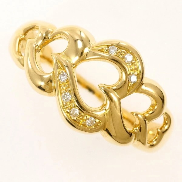 K18 18金 YG リング 17号 ダイヤ 0.04 中古