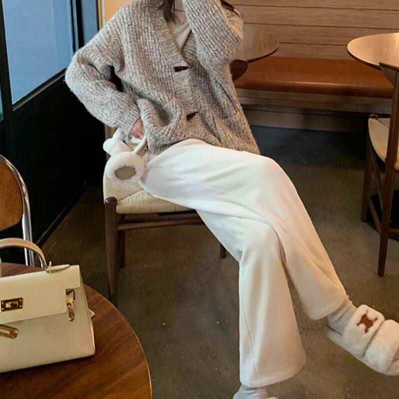 2color レディース ボトムス パンツ 裏起毛 ブラック ホワイト オーバーサイズ 秋冬 秋 冬 ニュアンスカラー 大人可愛い きれいめ エレガント 上品 クラシック レトロ ガーリー ボタニカル