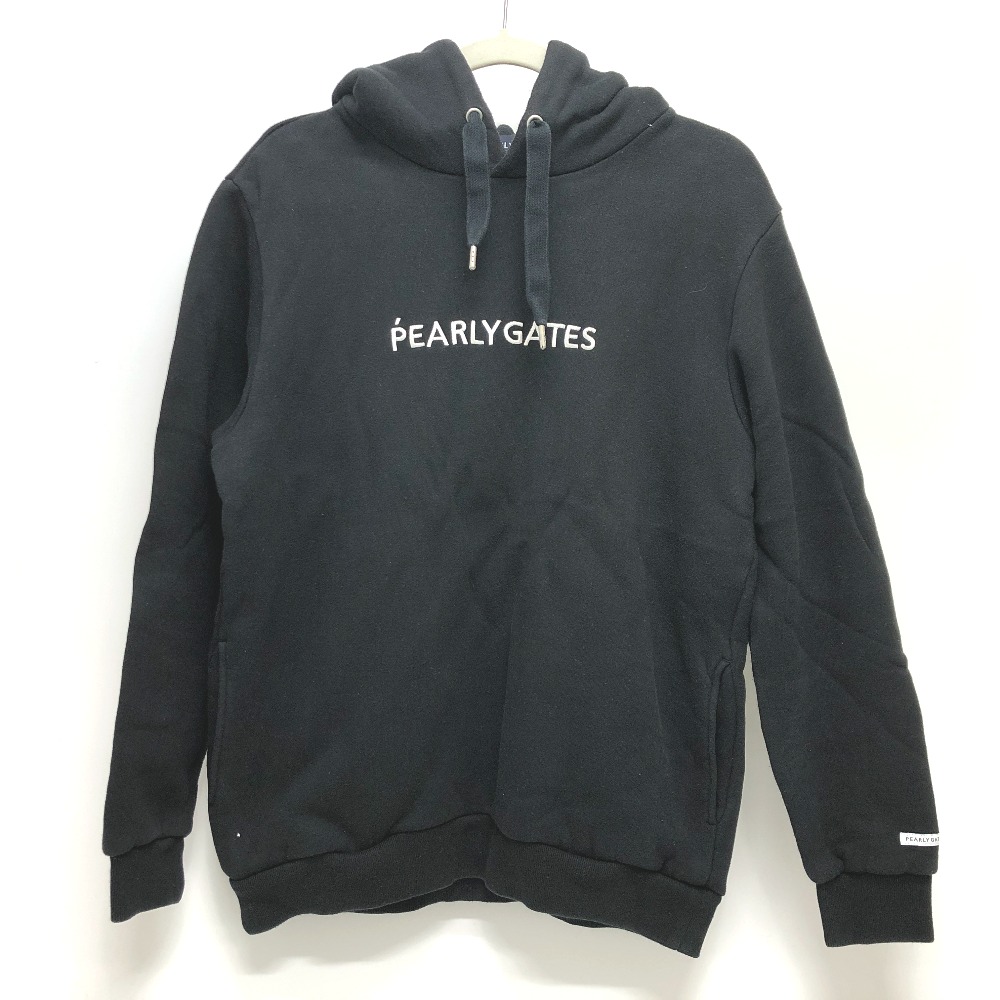 PEARLY GATES パーリーゲイツ パーカー ロゴ フーディ コットン ブラック