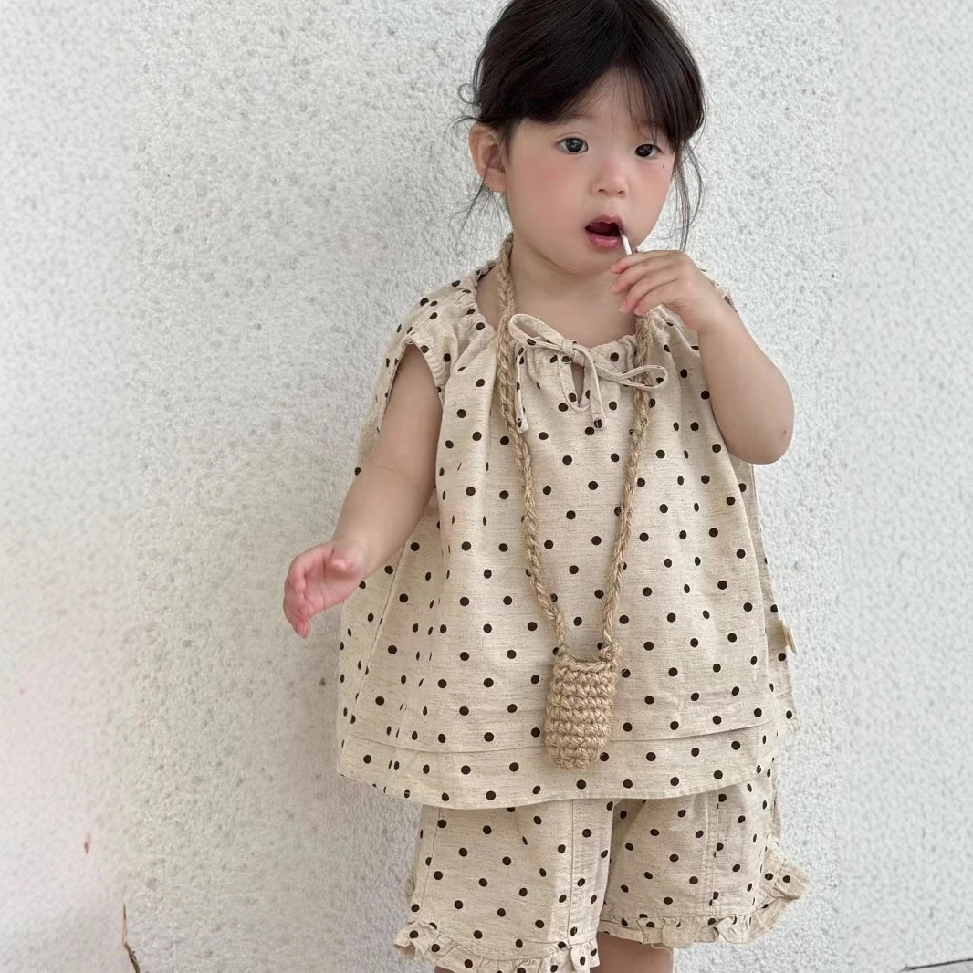 2025新作人気最安値保証女子スーツ夏ノースリーブ新型韓国子供2点セット上下セット品質良い