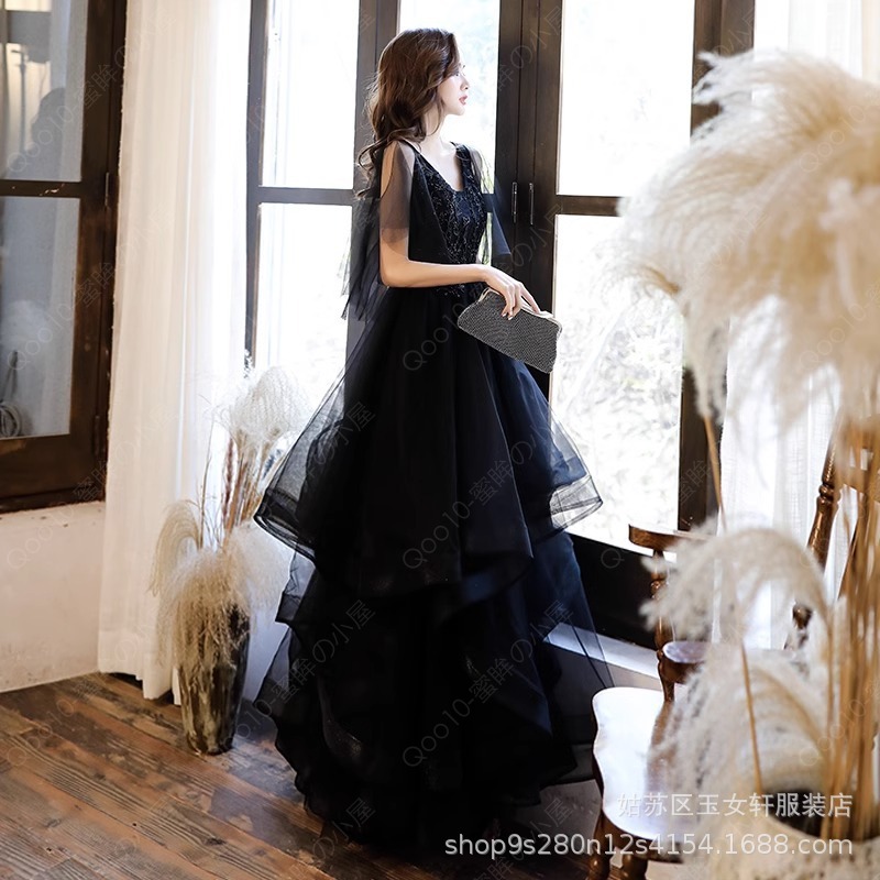 ドレス 披露宴 花嫁 パーティードレス 二次会 コンサート 結婚式 カラードレス 演奏会 ウェディング カクテルドレス ブラック-35