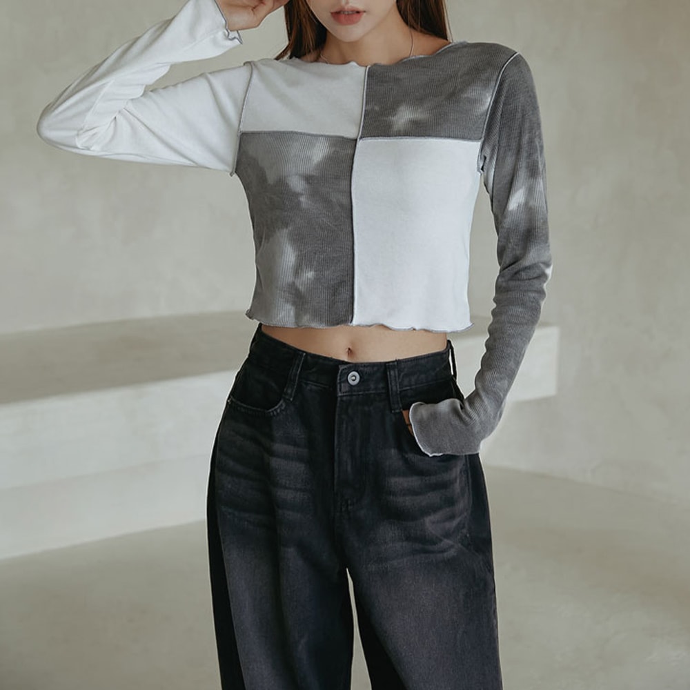 切替タイダイクロップドTシャツ