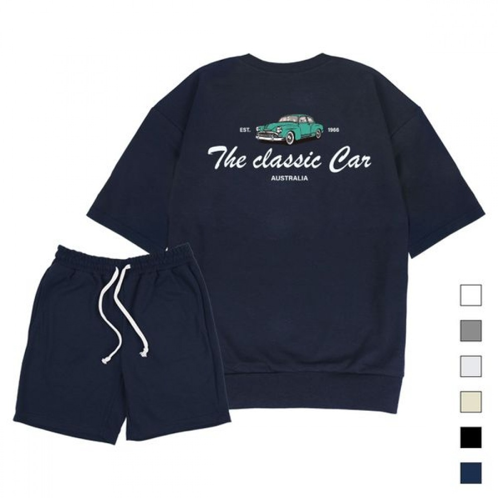 [ポール＆ポール] ザクラシックカー1966オーバーフィット半袖スウェットシャツショーツセットユニセックス