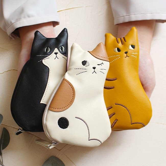 Qoo10] ノアファミリー 猫 ポーチ 小さめ 小物入れ ネコ グッ