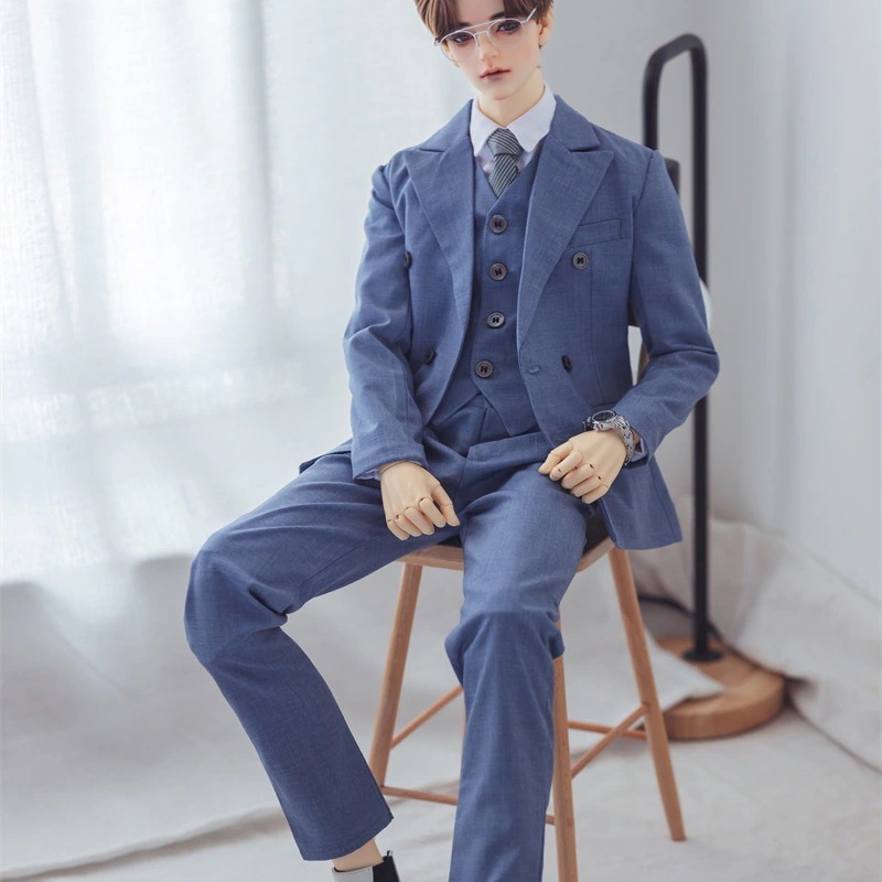 BJD ドール服 ブルー スーツセット POPO68/70cm/LS73/ID75サイズ球体関節人形用衣装セット ドールウェア