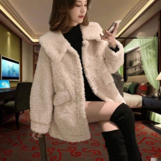 【取寄：納期2週間】ボアジャケット レディース ボアコート アウター もこもこ ジャケット 冬コート ボアブルゾン ゆったり 暖かい フリース 防寒着 長袖 大きいサイズ ボアジャケット レディース