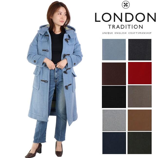 ロンドントラディション ダッフルコート LONDON TRADITION 2024FW M11 LT01 ロング丈 ウール チェック アウター レディース メルトン コート LT60　イギリス製 英