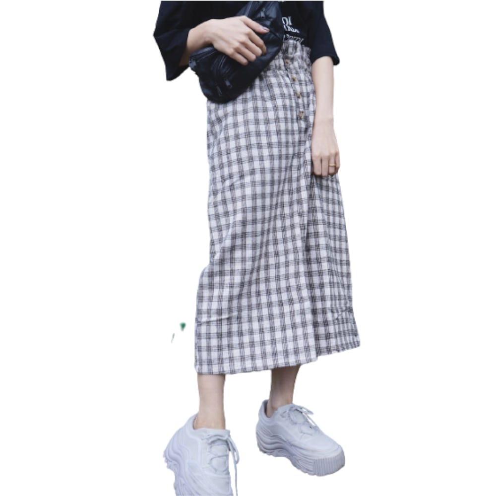 Beige Check H-Line Slit Skirt A,D,G レディース ボトムス
