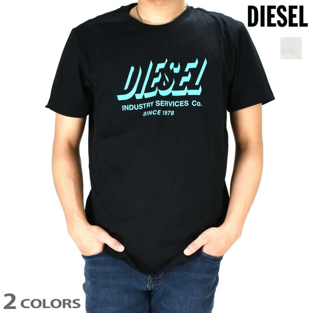 ディーゼル Tシャツ メンズ カットソー ロゴTシャツ 半袖 クルーネック ブラック ホワイト 黒 白 DIESEL T-DIEGOS-A5[a018490gram]