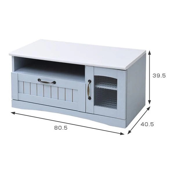 JKプラン FFC-0001-BL ブルー&ホワイト フレンチカントリー家具 [テレビラック (幅80cm/フレンチスタイル) ] メーカー直送