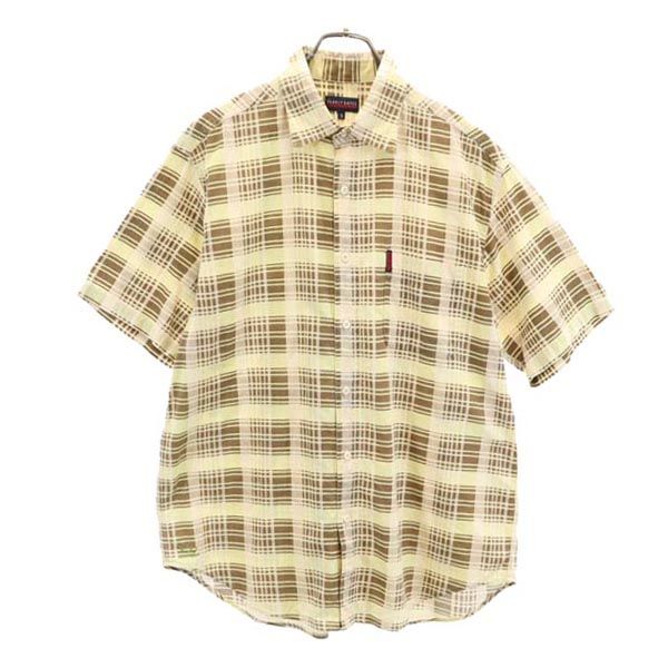 チェック柄 ゴルフ 半袖 シャツ 3 茶系 メンズ